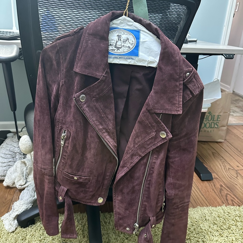 Blank NYC Burgundy Suede Moto Jacket